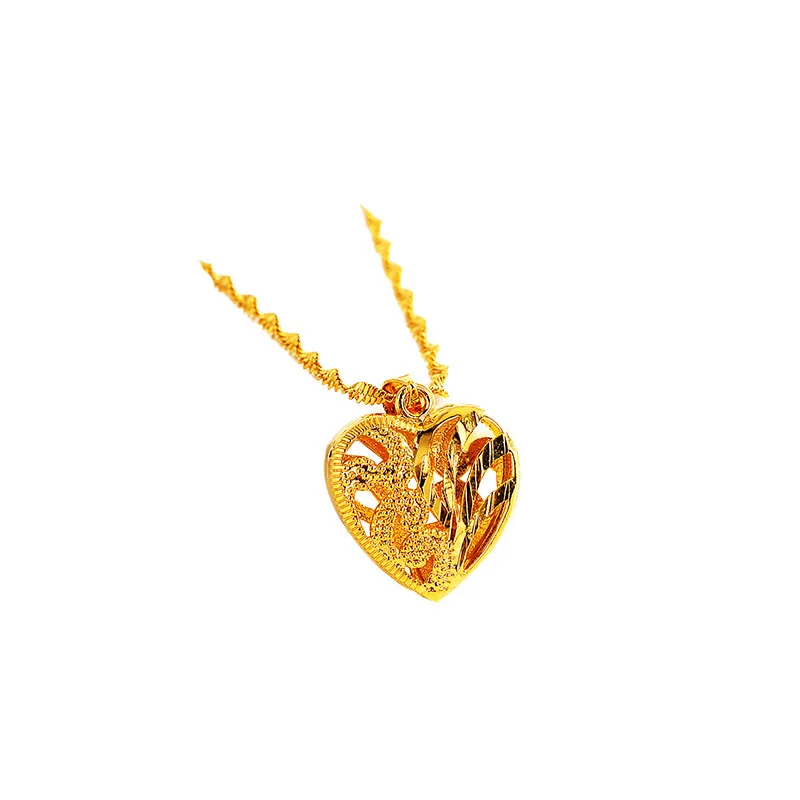 Boutique AU999 gold necklace for women 24K pure gold love clavicle necklace female peach heart-shaped pendant gold jewelry