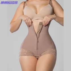 Double Compression Triangle Shorts Fajas Colombians Open Chest Waist Trainer Tummy Control  Women's Sheath Slimming Bodysuits