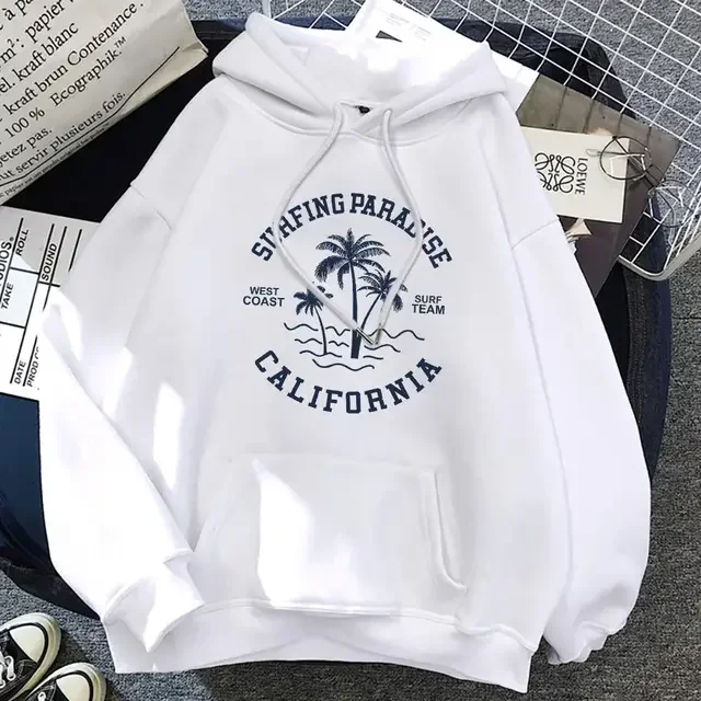 Female HoodiesSurfing Paradise West Coast California Sweatshirt  Hip Hop Hoodie Cartoons Loose Sportswears Autumn Women Hoody