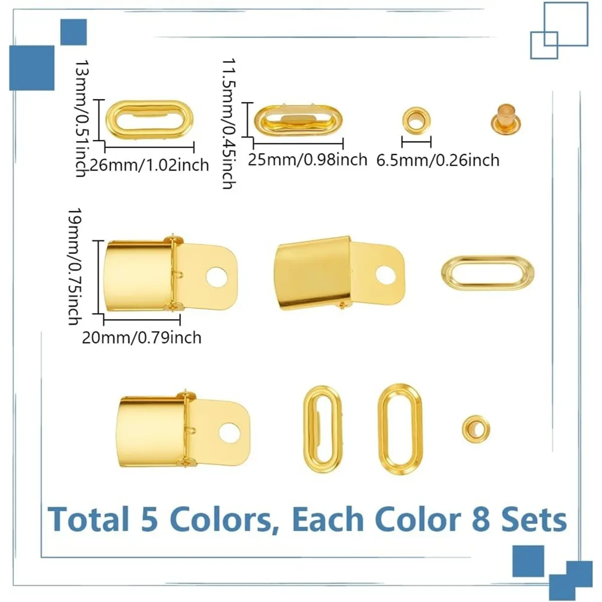 40 conjunto de 5 cores de aço inoxidável tampa fivela ajuste chapéu clipe fechos fivela para chapéus mochila saco cintas reparação