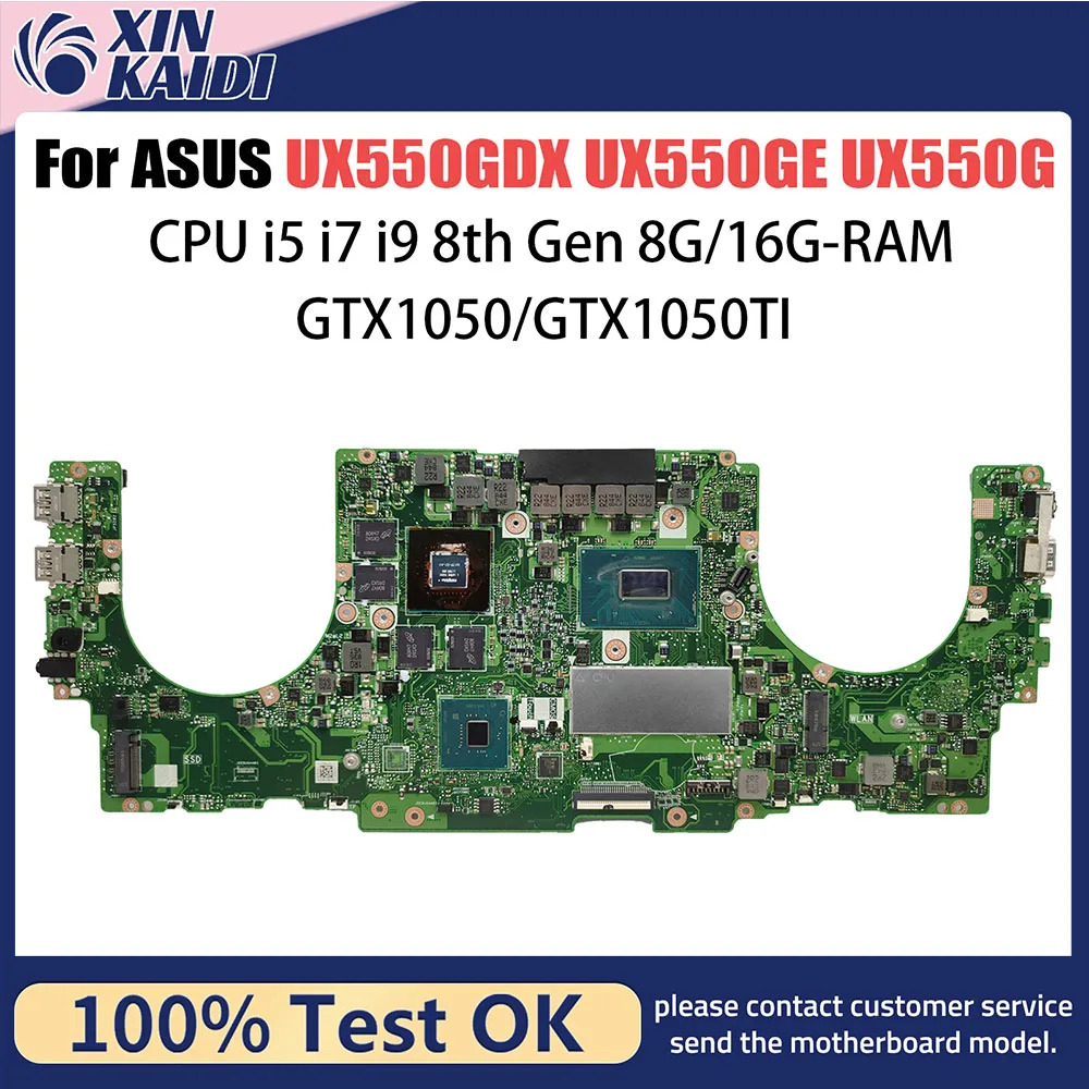 

UX550GD Notebook Mainboard For Asus UX550GDX UX550GE UX550G UX550GEX Motherboard i5 i7 i9 CPU 8G 16G-RAM GTX1050 GTX1050TI-V4G