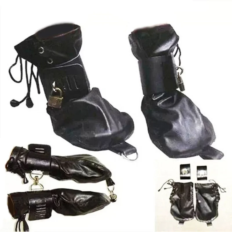 Luvas De Punho Acolchoado De Couro De Cores Divertidas, Algemas, Botas De Bota, Meias De Luvas De Pata De Cão, Bondage BDSM, Brinquedos Sexuais,