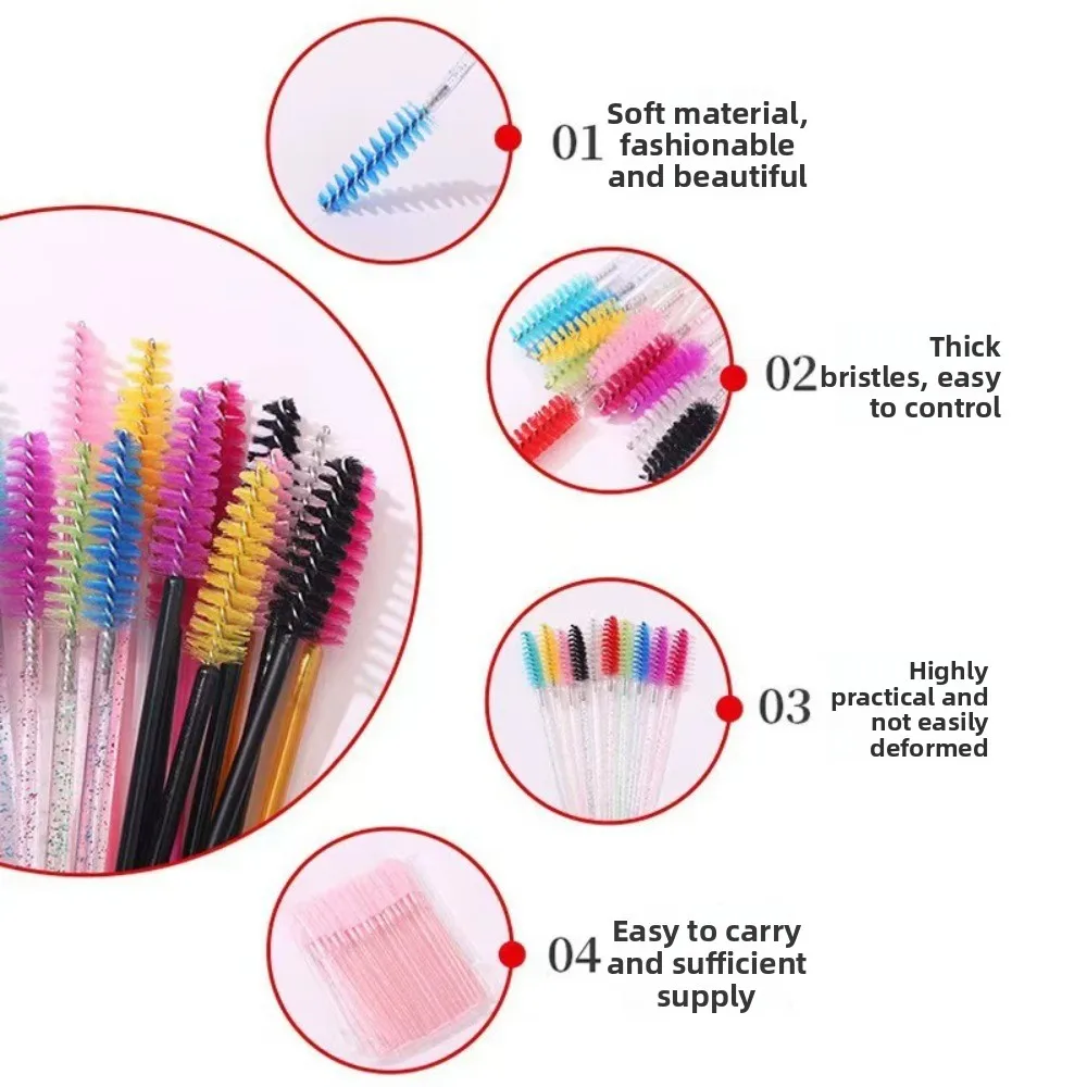 50 Stuks Wegwerp Wimper Borstels Buigbare Kristal Wenkbrauw Borstel Lash Extension Borstels Spoolies Mascara Wand Beauty Makeup Tools