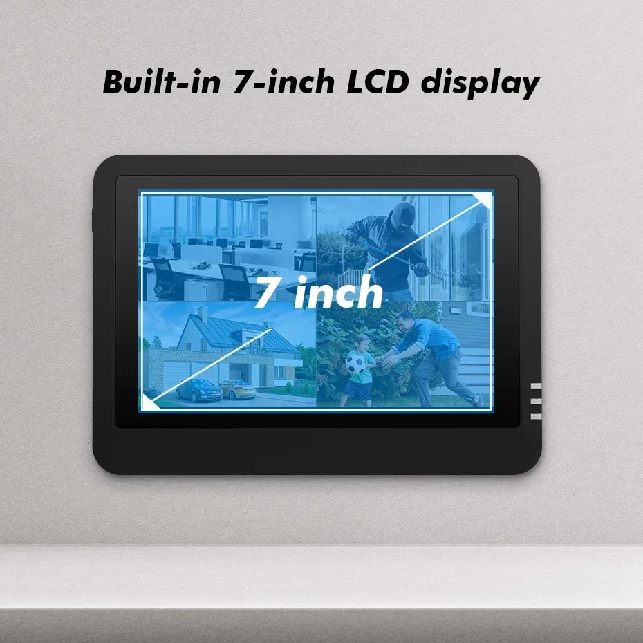 FUERS 7 inch NVR Screen 8CH Wireless NVR Security Outdoor Camera WIFI System Kit H.265 Surveillance CCTV Audio Video Recorder iC