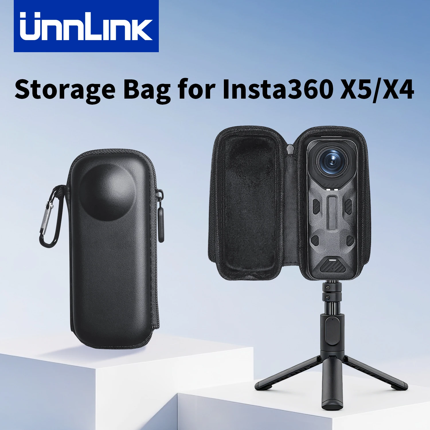 Bolsa de Almacenamiento Unnlink para Insta360 X5 X4 Rabbit Cage, Estuche de Transporte de PU para Cámara de Acción