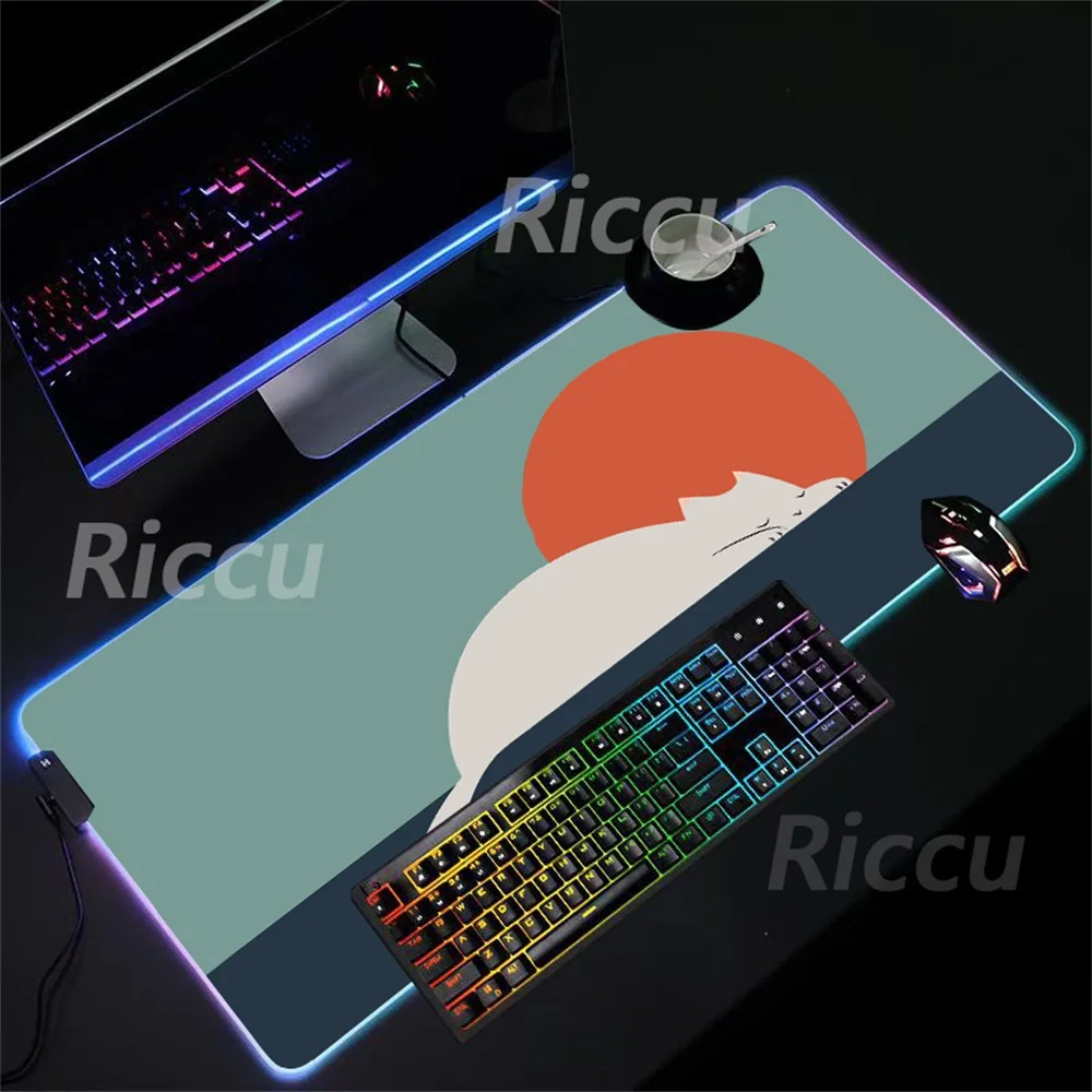 Japanese Mount Fuji Moon Cat Game LED illuminated game High definition print PC New image RGB Mouse Pad XXL accessory mouse pad