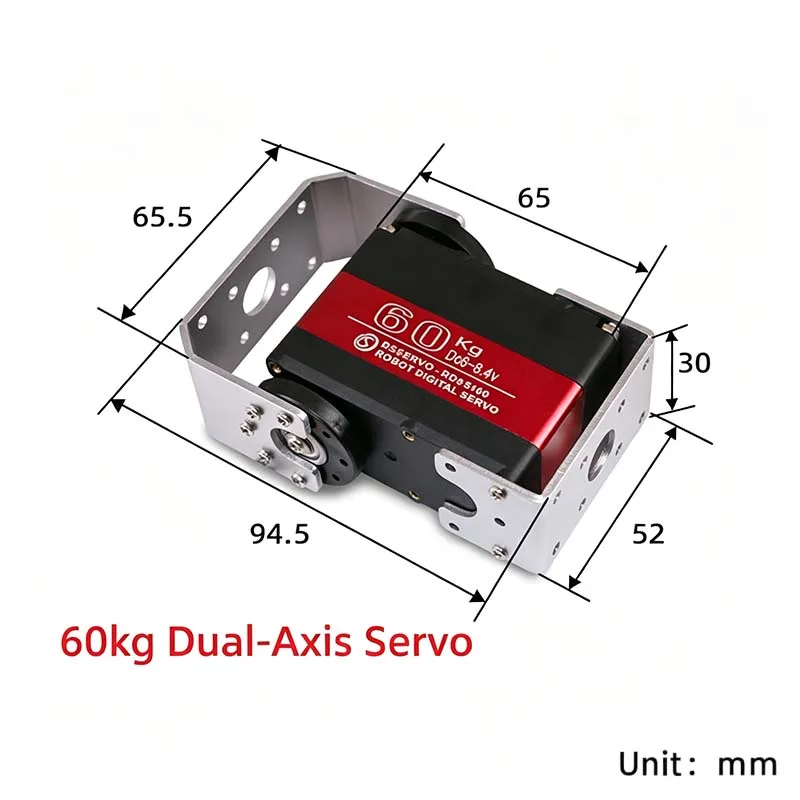 Dual-Axis Servo Mount RDS5160 60KG, 80KG, 150KG, 160KG, 18T Steering Wheel Metal Mount Accessories