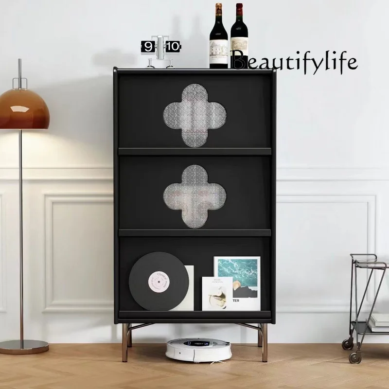 Medieval solid wood four-leaf clover TV cabinet next to storage retro small apartment living room against the wall combination c