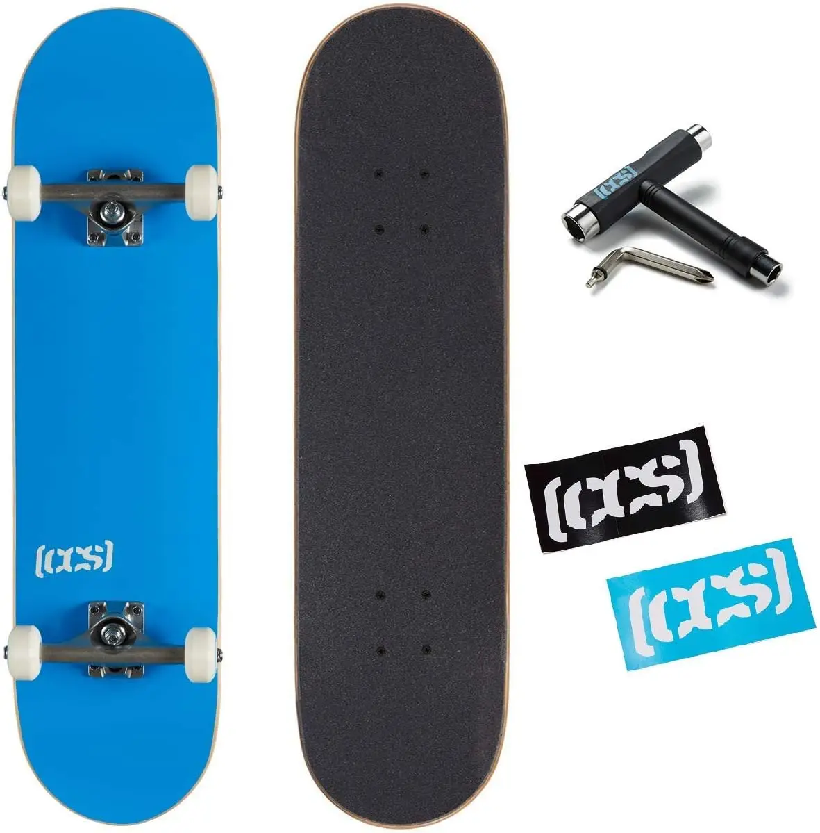 [CCS] Skateboard completo in legno d'acero di grado professionale completamente assemblato con attrezzi e adesivi per pattini Adulti, bambini, adolescenti,