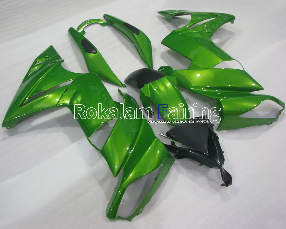 

Для Kawasaki Ninja 650R ER6F 2009 2010 2011, зелено-черный комплект обтекателей (литье под давлением) для ER-6F 09 10 11, неоригинальный комплект обтекателей.