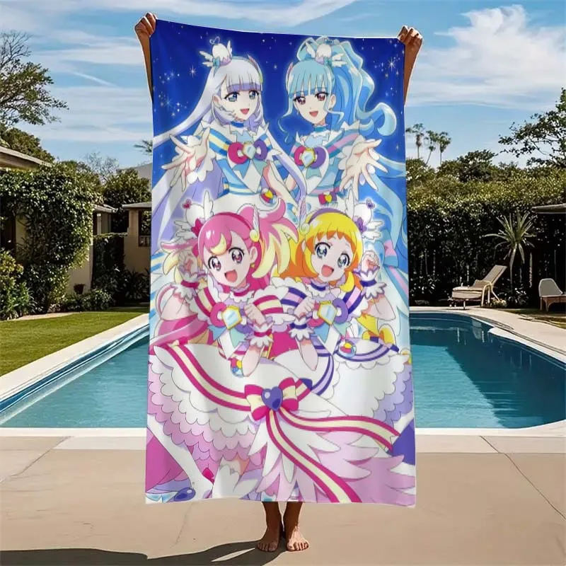 1pc W-Wonderful P-Pretty Cure Beach Towel Microfiber Quick Dry Anime Bath Towel For Pool Beach Travel Kawaii Anime Fans Gift