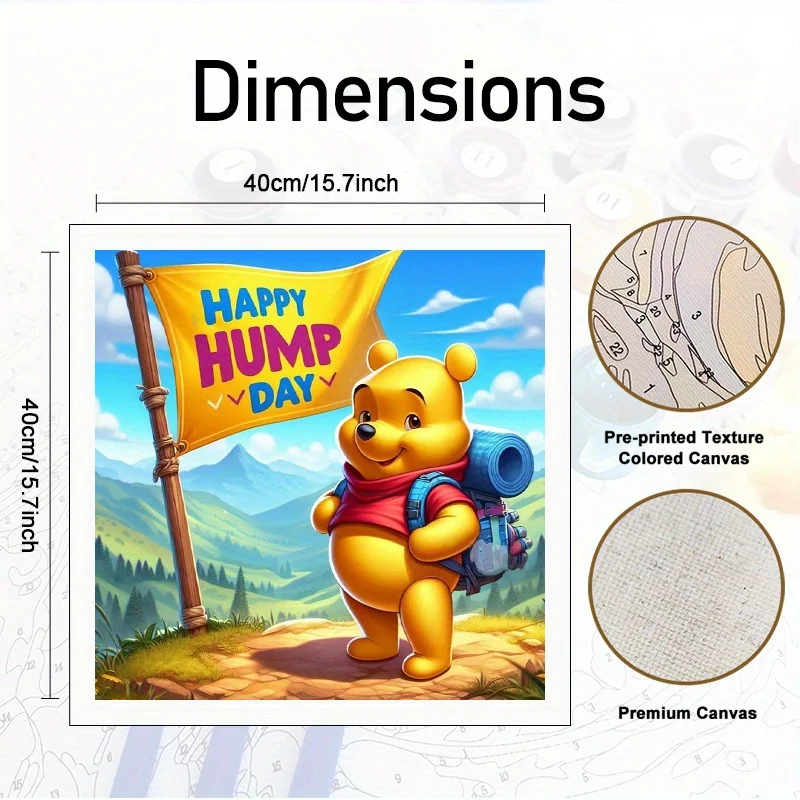 مجموعة أرقام طلاء للبالغين قطعة واحدة - جبل تسلق ديزني ويني ذا بوه، 40 × 40 سم / 15.7 × 15.7 بوصة، ألوان مصنوعة يدويًا - ملء أوي