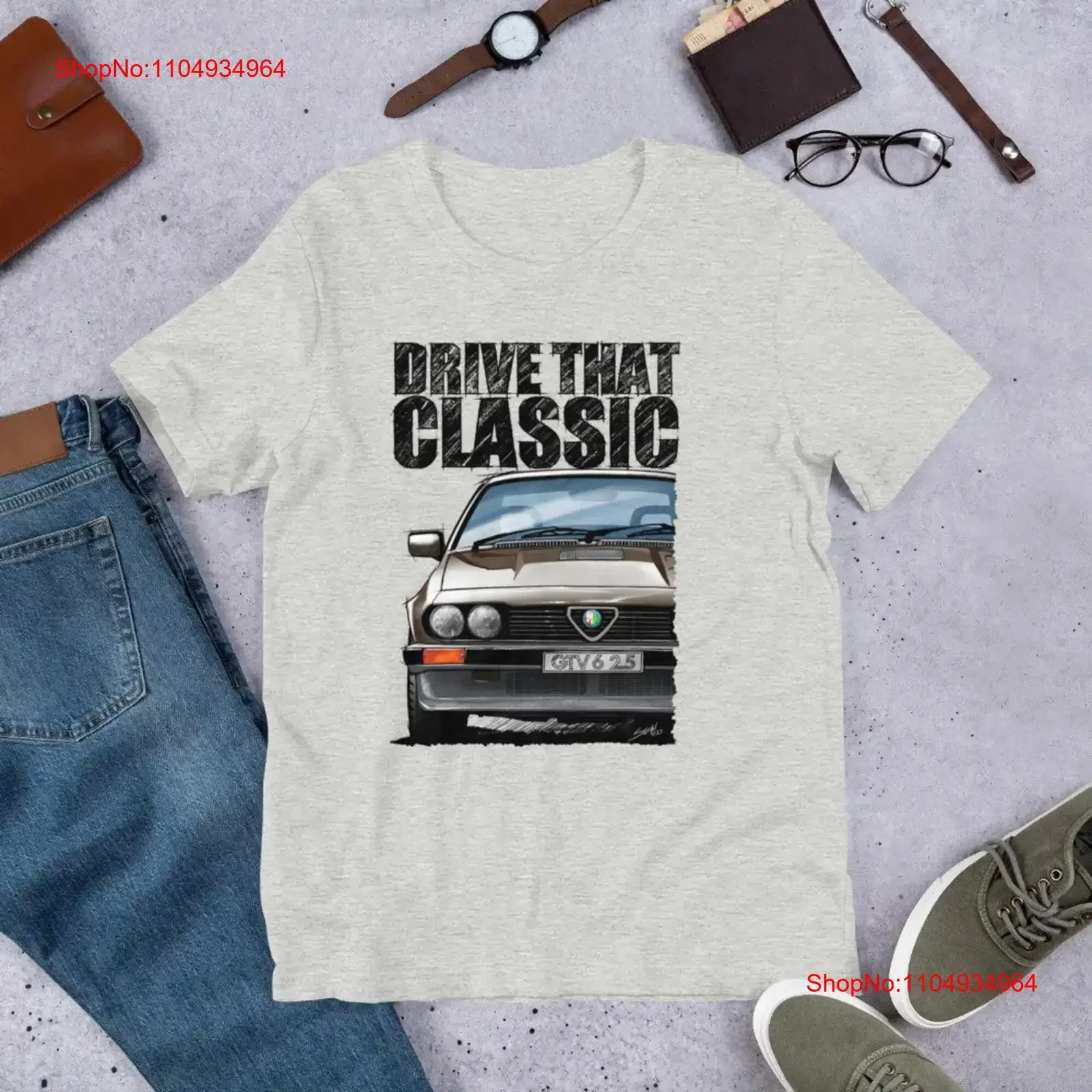 T-shirt Drive That Classic avec Alfa GTV6 2 5 vintage lavé unisexe vêtements de créateur respirant légèrement élégant streetwear