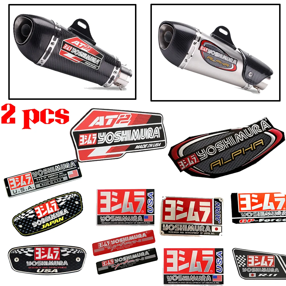 

For Yoshimura Exhaust Aluminum Stickers CF MOTO Yamaha Honda Kawasaki Suzuki Motorcycle Accessories Decals Muffler Alpha AT2 R77