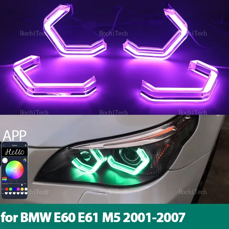 

RGB M4 style App control LED Angel Eyes Ring Lamp Ходовые огни для BMW 5 серии E60 E61 520i 525i 530i 540i 550i M5 2001-2007