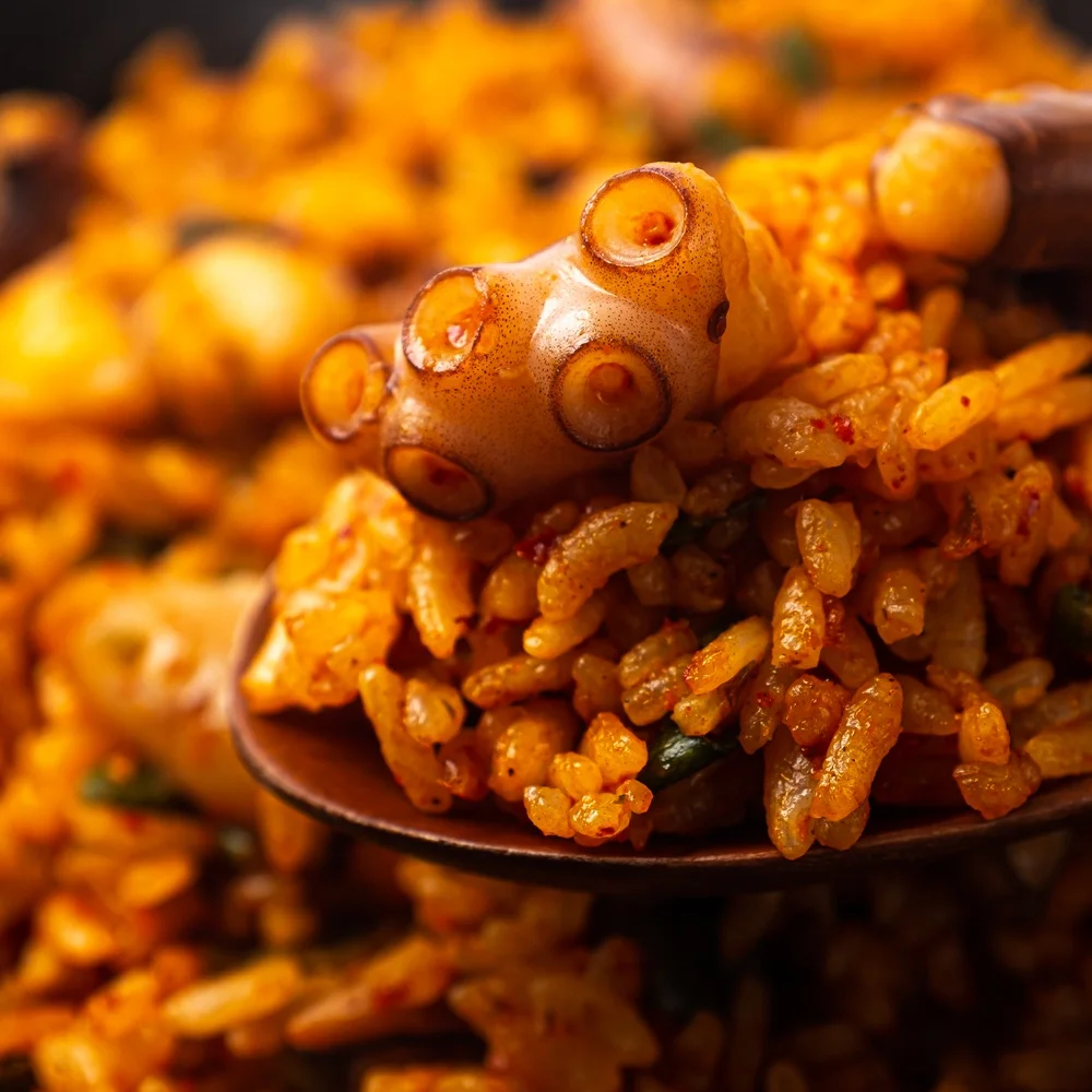 (دفاع) طعام الإبهام الأخطبوط الأرز المقلي 300 جرام × 10 قطع حار وحلاوة أنا أرز مقلي للمأكولات البحرية. #4