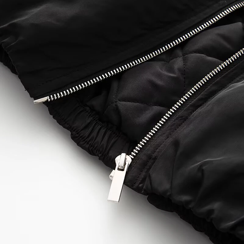 KEYANKETIAN Winter New Women's Hooded Placket Zipper Contrasting Color Trim Long Sleeved Warm Cotton Jacket Women Short Jacket