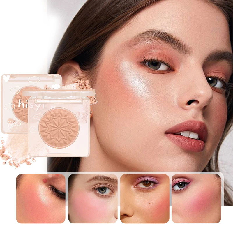 أحمر الخدود للوجه غير اللامع لون الخد الطبيعي سطع الوجه مقاوم للماء مستحضرات التجميل أحمر الخدود مسحوق لينة ماكياج الإناث 1 قطعة