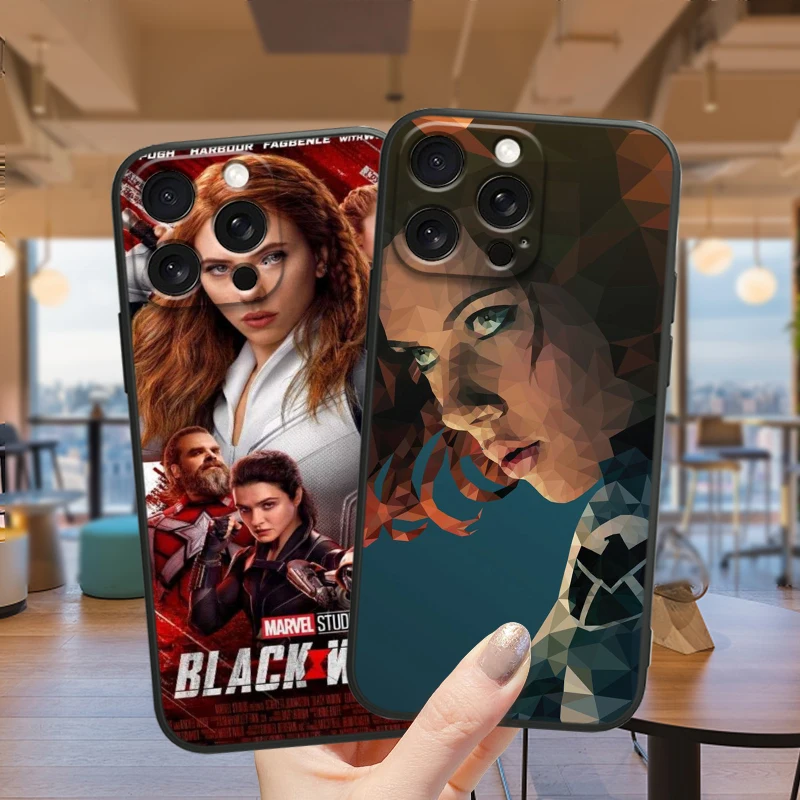 Scarlett Johansson Black Widow For iPhone 15 14 13 12 11 XS XR X 8 7 SE Pro Max Plus Mini Black Soft Phone Case