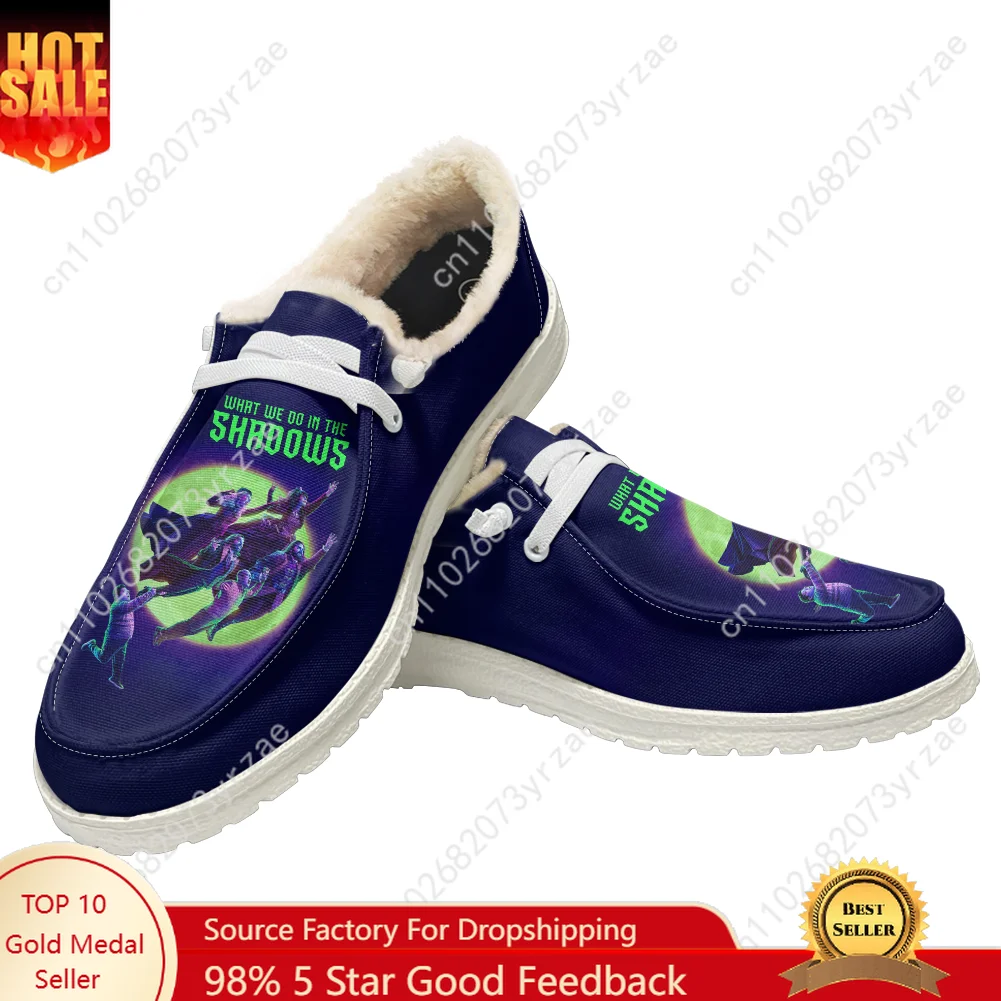 

What We Do in The Shadows Plush Flat Shoe Mens Womens Teenager Indoor Outdoor High Quality Fashion Warm Shoes Custom Footwears