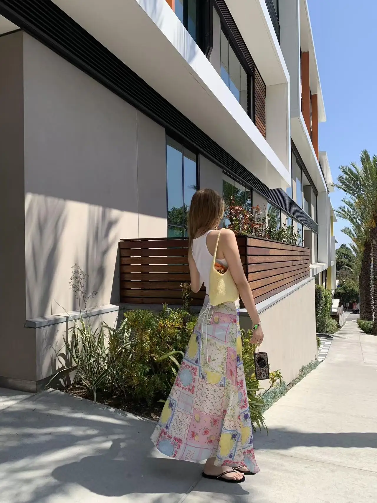 Chendafei Summer Floral Print Silk Satin A-Line Midi Skirt Women's High Waist Tie Belted Half-length Design Holiday Style