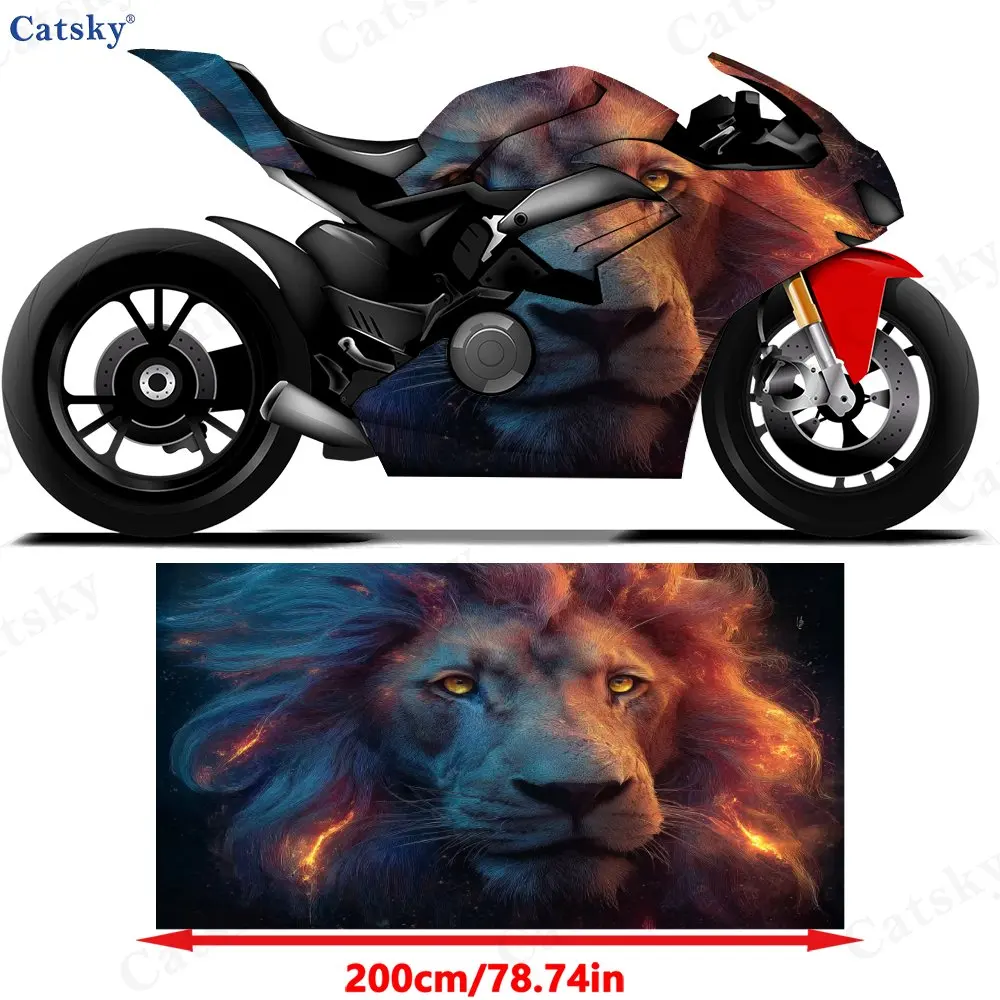 Flame Lion Motorcycle Vinyl Packaging-waterproof, Detachable Sticker, Universal For Motorcycles, Durable Scratch Resistant PVC,