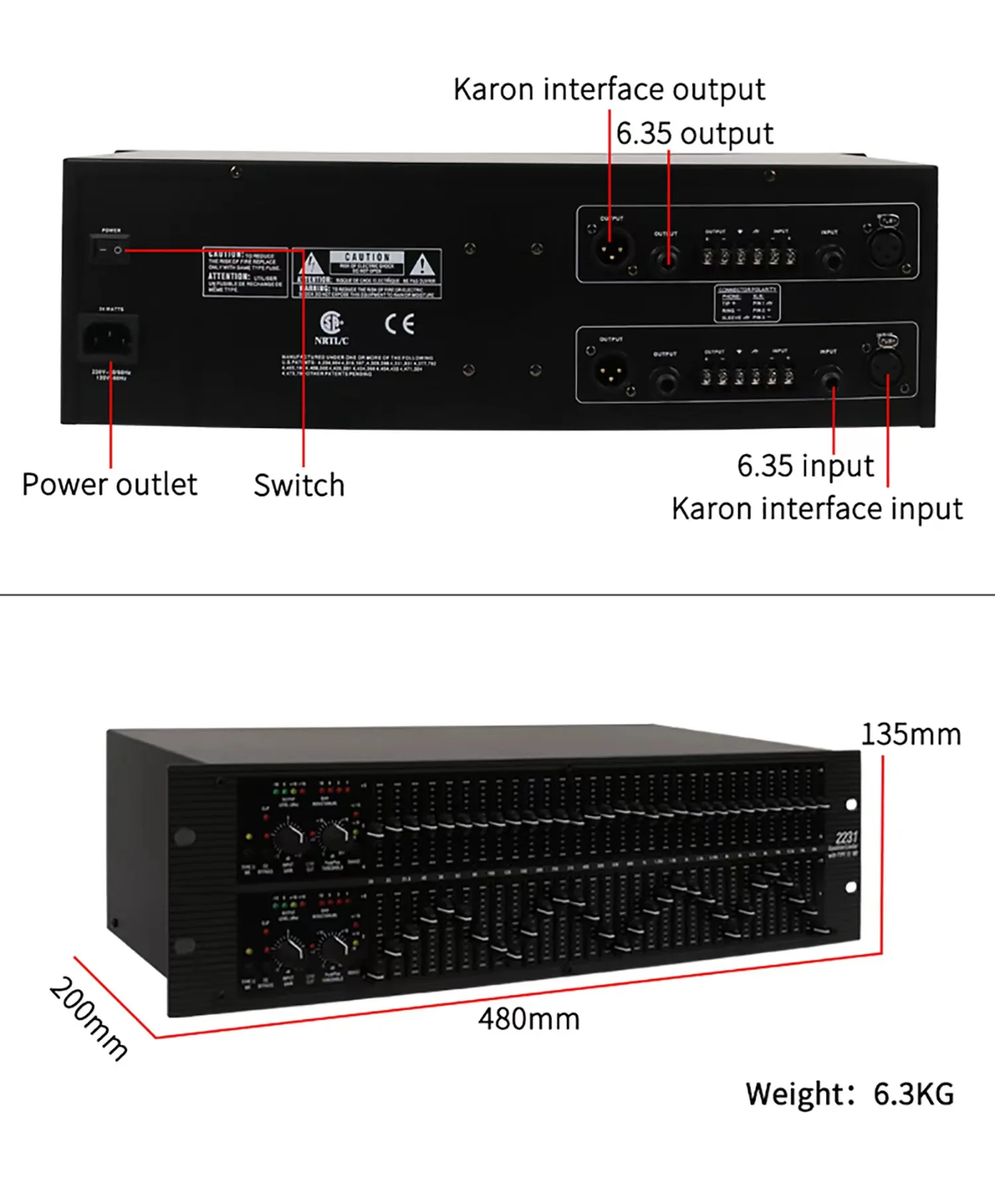 double 31 Band High end feedback eliminator Electronic Professional Audio Equalizer EQ Equalizador Studio Recording Equipment