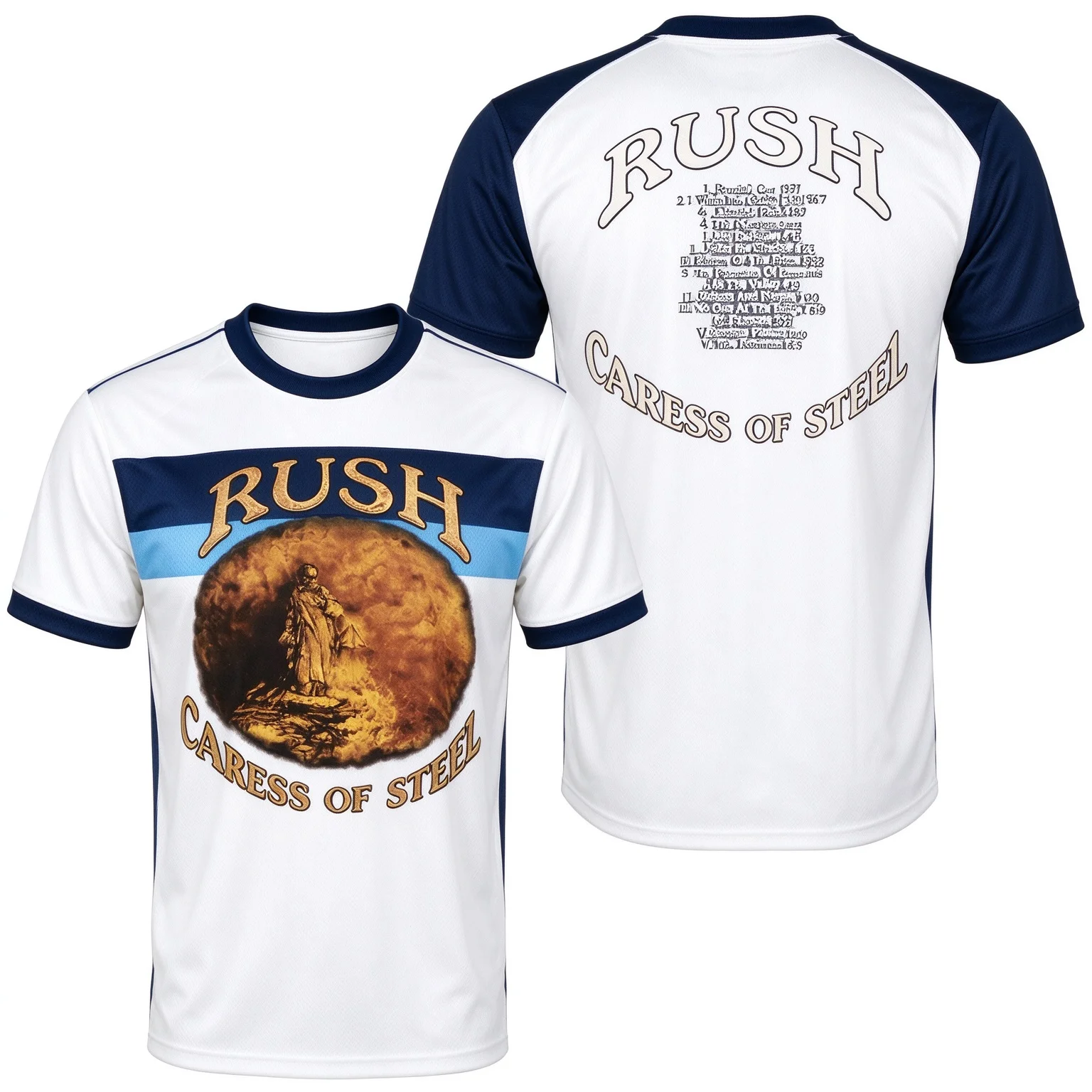 Rush - Caress of Steel Print Fashion T-shirt - Fan T-shirt for Band Lovers Suitable for Both Adults and Children