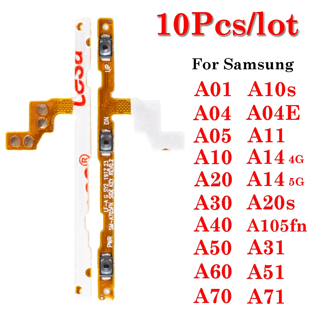 10pcs Volume Power Switch On Off Button Key Flex For Samsung A01 A10S A20S A14 A30 A40 A50 A60 A70 A11 A31 A51 A71 A04 A05 E S