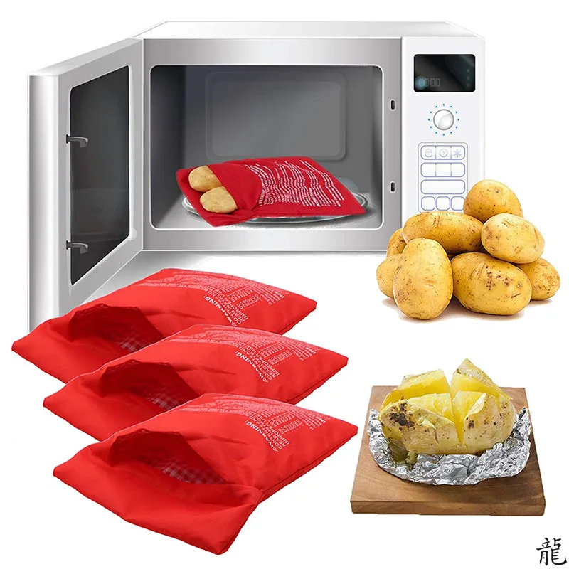 Potato Bag Reusable Express Microwave Potato Cooker Bag Baked Potato Cooker Perfect Potatoes 4 Minutes Red Baked Pouch