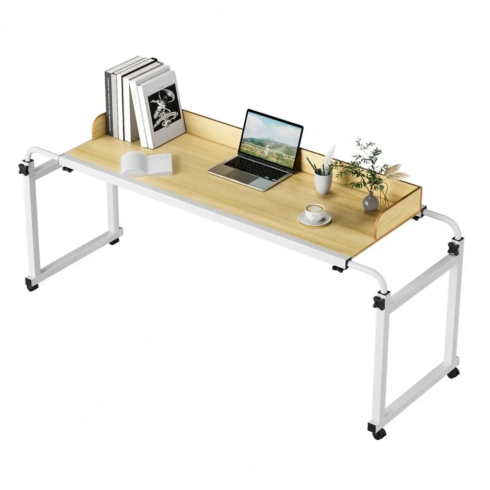 

Height Adjustable Overbed Table 120x40cm Rolling Laptop Desk With Wheels Raised Baffle Hospital Home Office