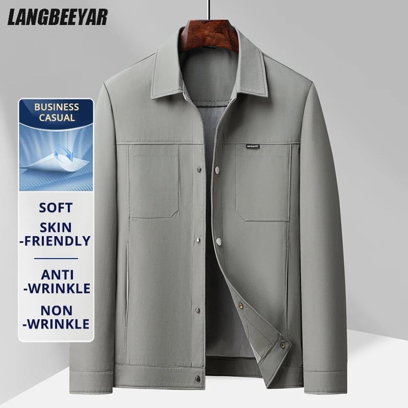 

Высший класс против морщин мужской деловой повседневный свободный отложной воротник брендовый пиджак куртка среднего возраста ветровка легкие пальто