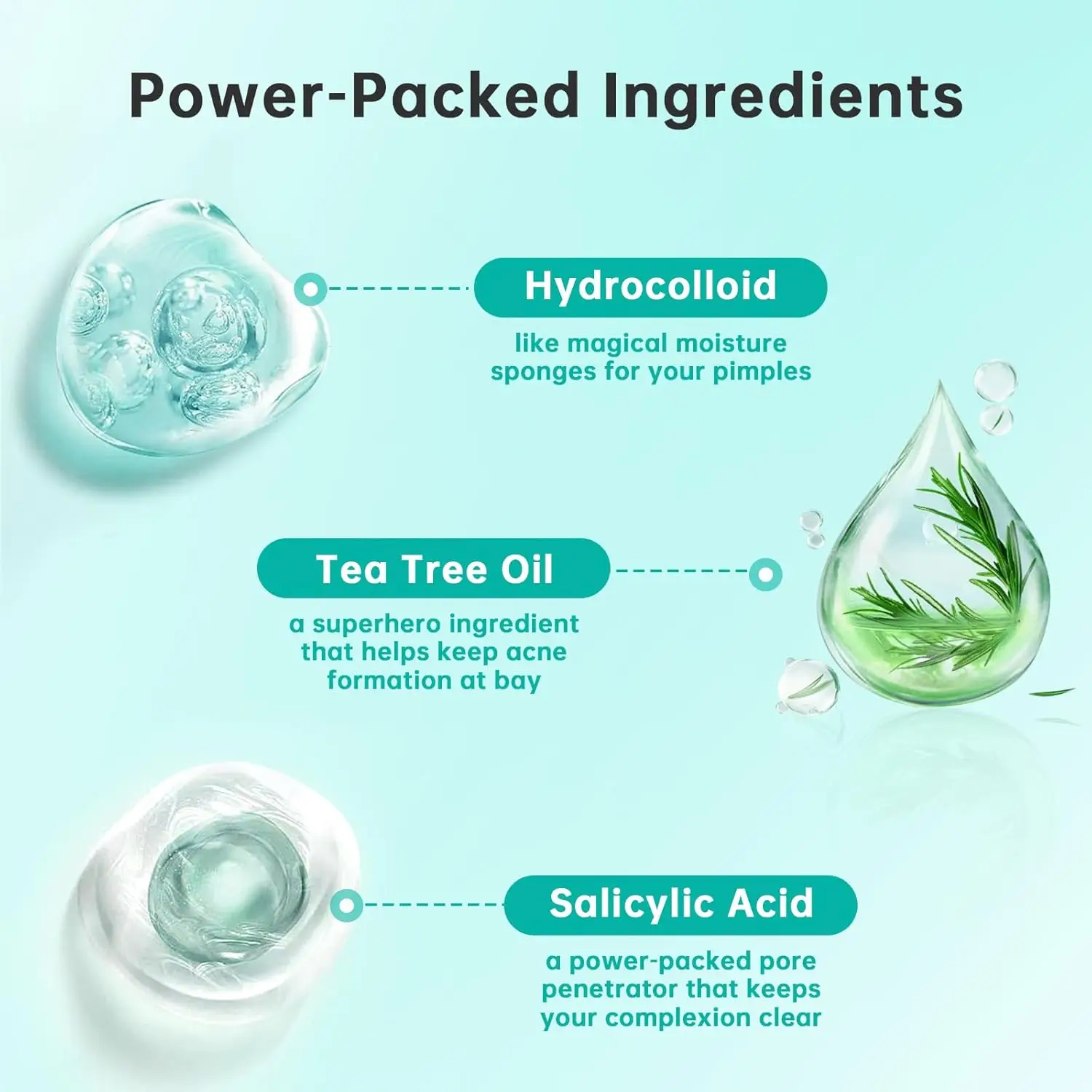 Acne Pimple Patches (30 Count) 4 Sizes Acne Spot Cover Patches with Salicylic Acid, Tea Tree Spot Stickers Fast Healing