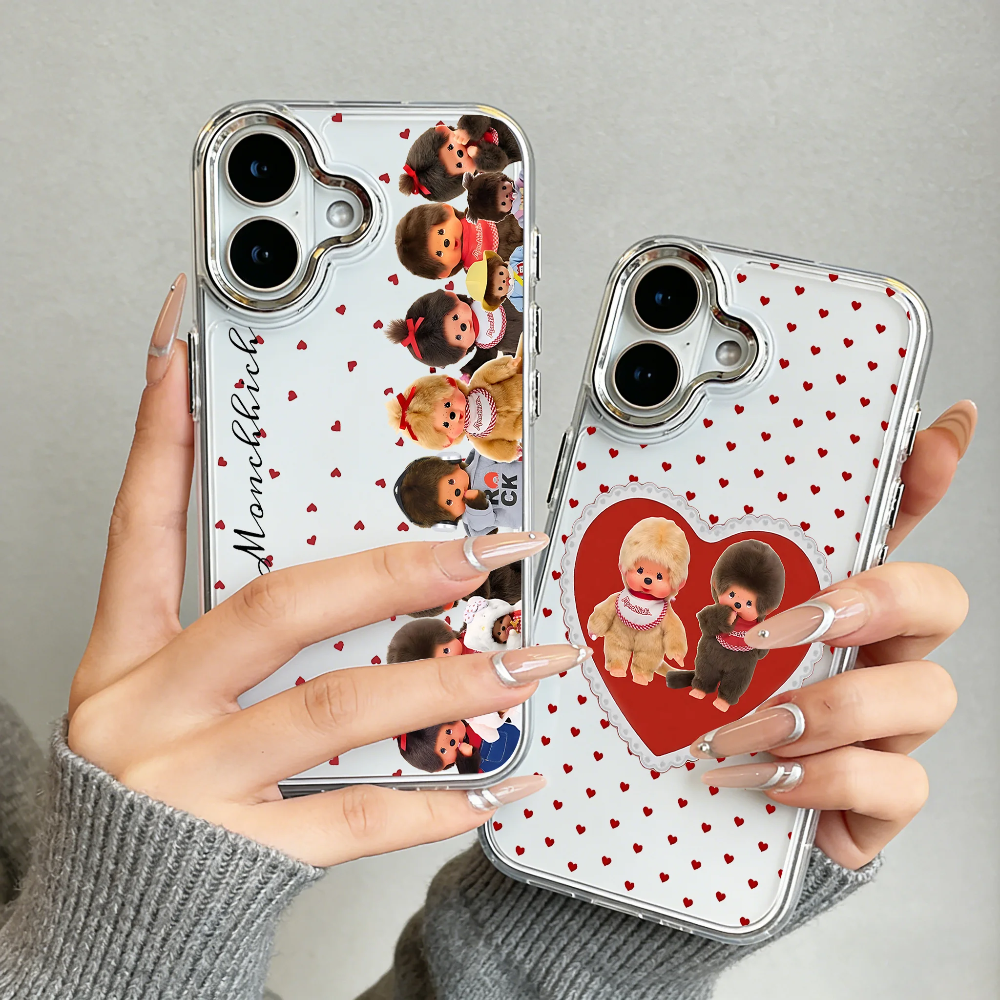 Cute Monchhichis Phone Case For iPhone 17 16e 16 15 14 13 12 11 mini Pro Max X XR XSMAX 8 7 Air Plus Transparent Soft Cover