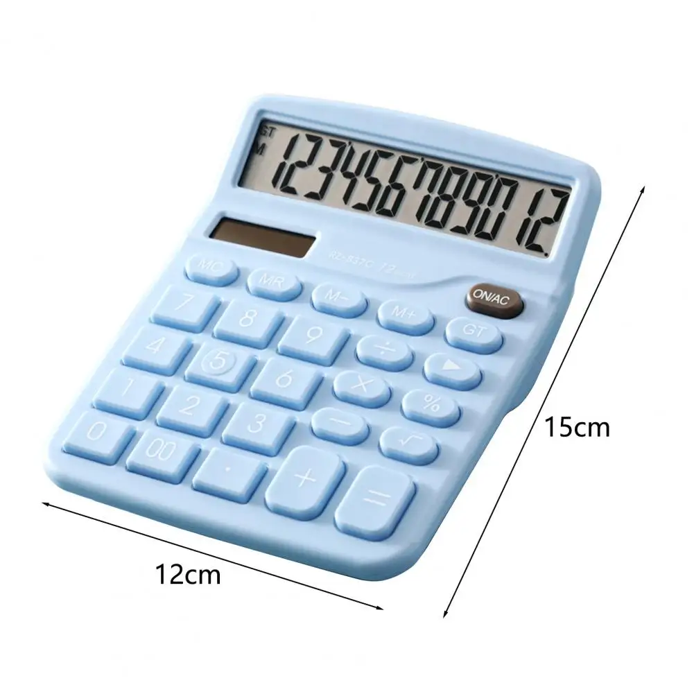 12 Digits Electronic Calculator Desktop Big Calculator LCD Display Screen Solar Battery Dual Power For School Home Calculator