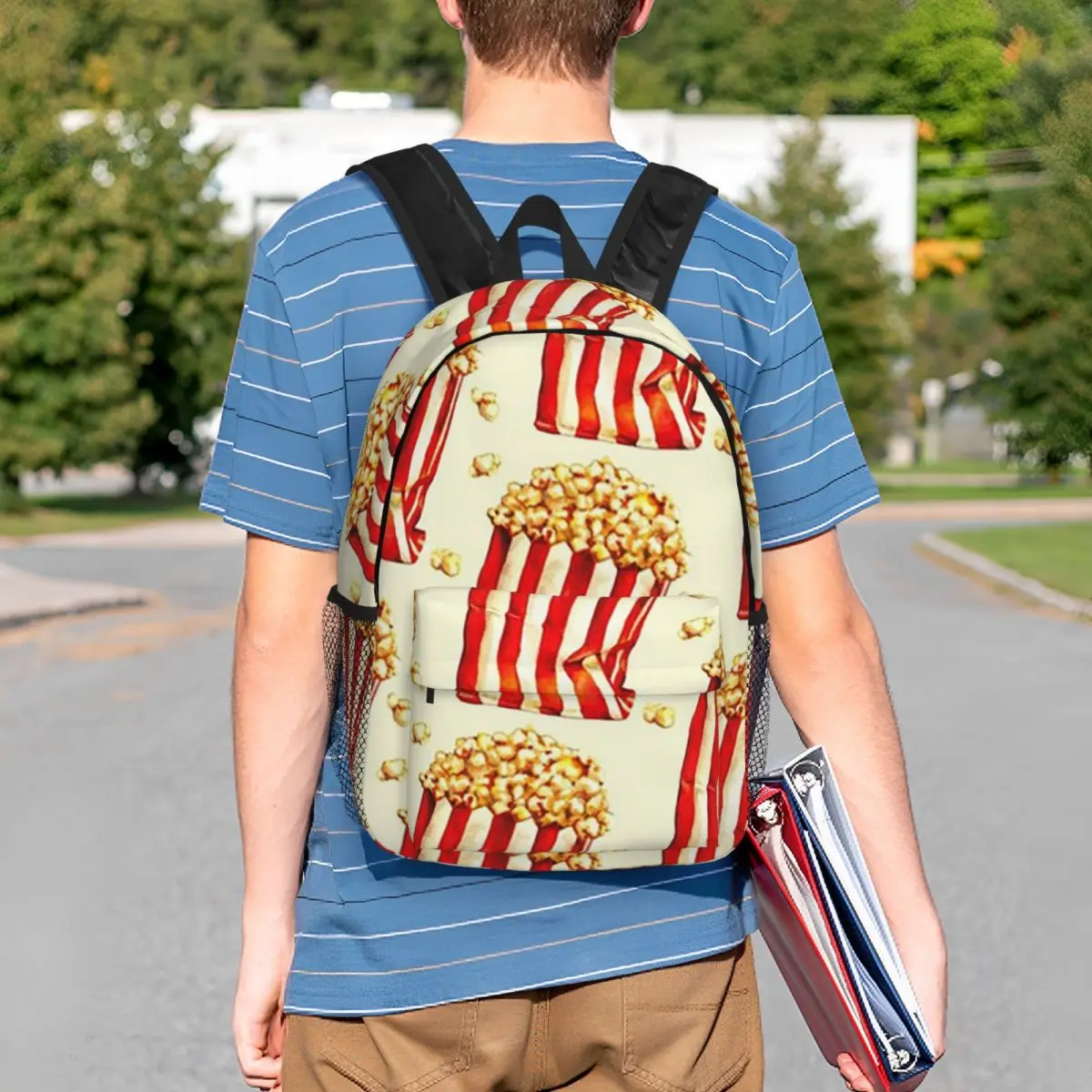 Popcorn Bucket Delight Backpack Student BookBag Kids School Bag Laptop Shoulder Bags for Boys Girls