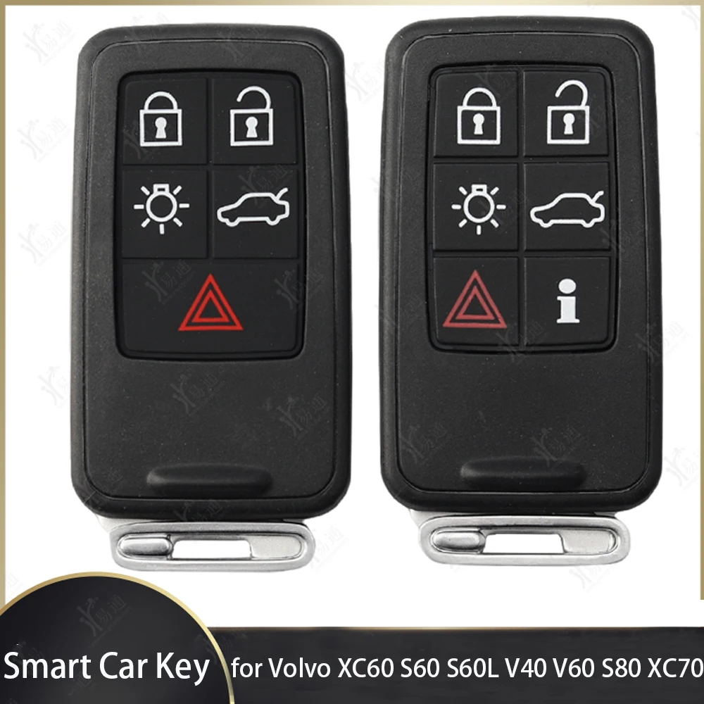 5/6 Buttons Smart Car Remote Key Shell For Volvo S60L XC60 S80L V60 V40 Fob Car Key Blanks Case Cover Replacement