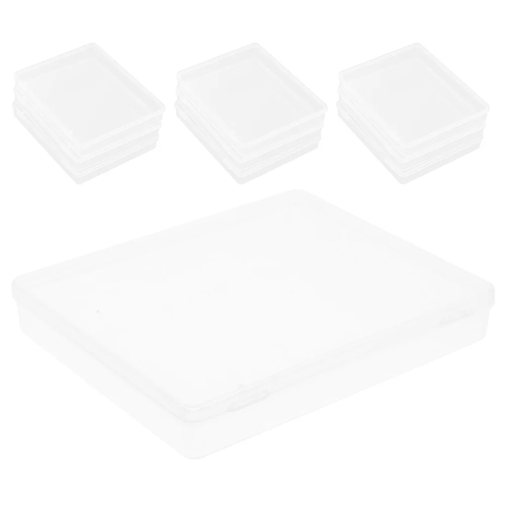 

10 шт., прозрачная пластиковая коробка для хранения, прямоугольный прочный держатель для карт из полипропилена, небольшой контейнер для ювелирных изделий, монет, безделушек