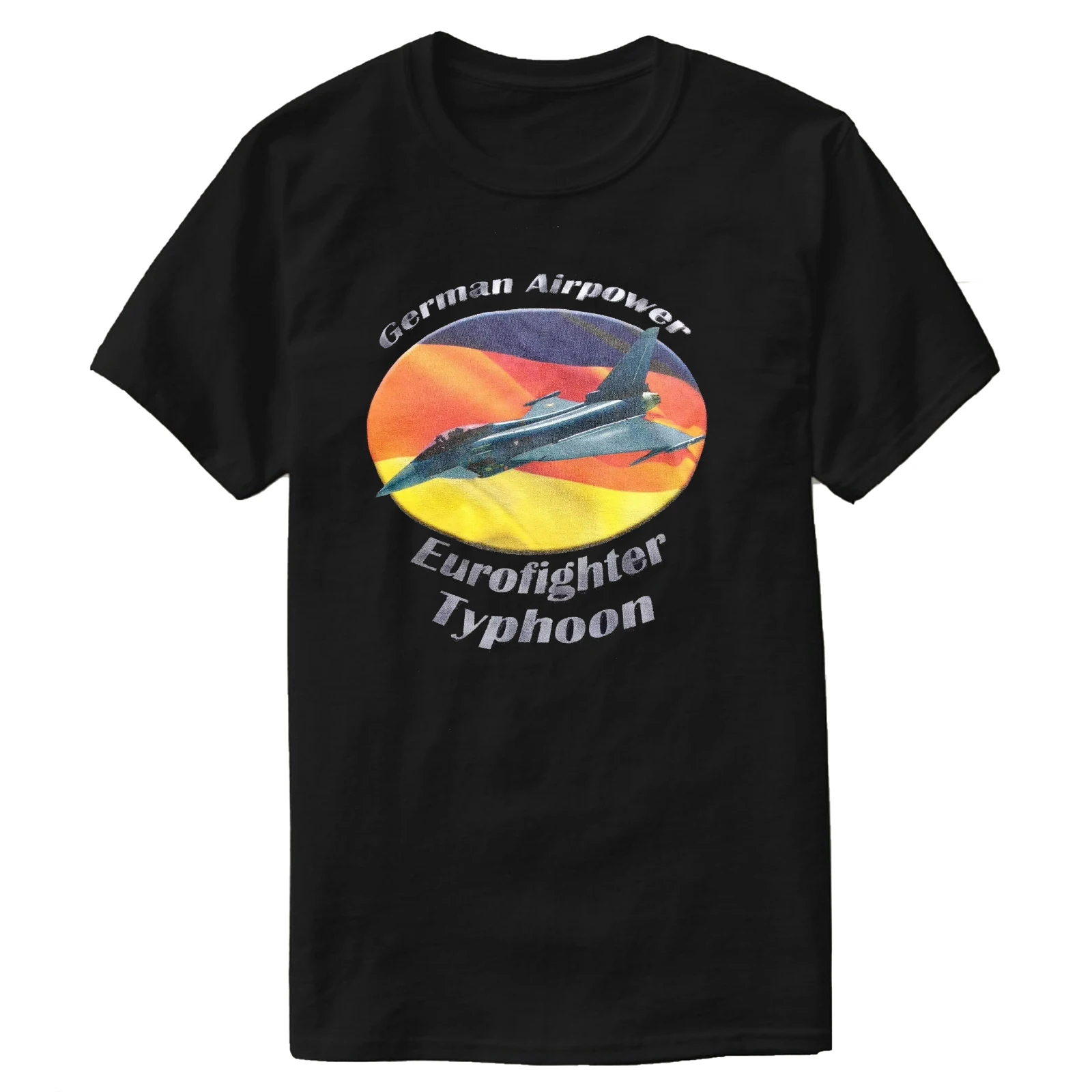 

Cool GERMAN AIRPOWER Eurofighter Typhoon Modern Warfare Black T Shirt Breathable Top, Loose Casual Mens T-shirt S-3XL