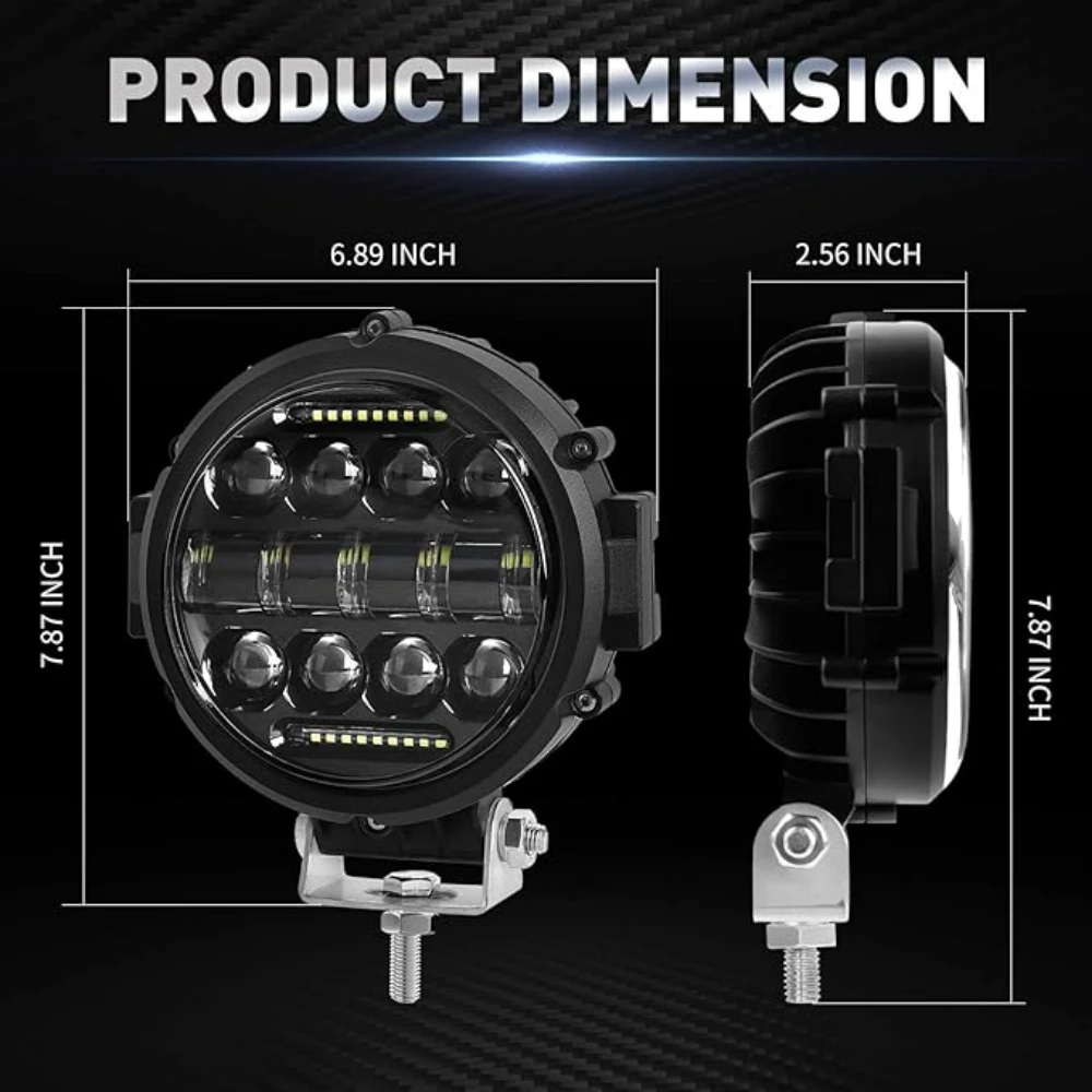 Car 7 Inch Round High Bridges Search Light DRL LED Work Light LED Bulbs Spotlight 12V 24V For Off-road Truck Boat ATV SUV 4x4