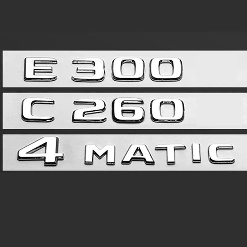 Flat Silver 3D ABS Emblem Badge Rear Trunk Car Logo Sticker For Mercedes Benz GLE450 GLS450 E300 C260 4MATIC Auto Accessories