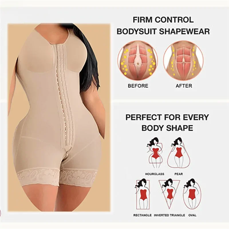 Fajas Shapewear Hochkompressions-Bodysuit-Gürtel mit Broschen, Brust für den täglichen und postoperativen Gebrauch, schlankmachende Hülle, Bauch, Damen