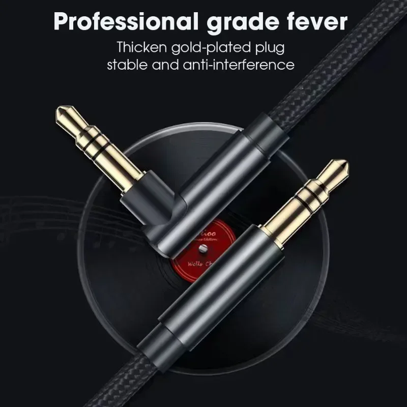 3.5mm Jack Audio Cable 90 Degree Elbow Male to Male Speaker Aux Wire For Samsung Xiaomi MP4/3 Video Car Headphone Adapter Cord