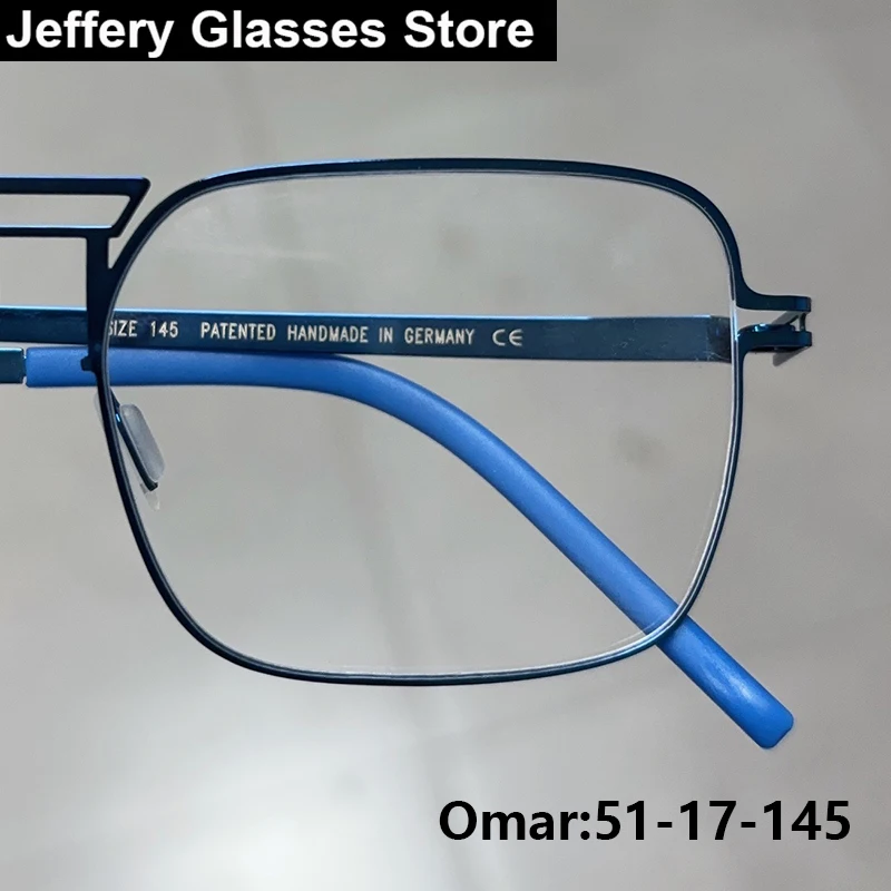

Germany Men Square Screwless Glasses Frame Ultralight 7g Fashion Double Beam No Screw Eyeglasses Brand Design Spectacles óculos