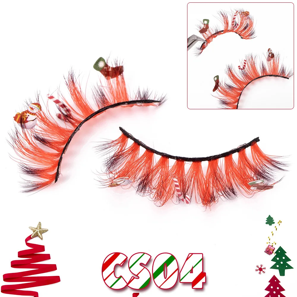 Christm Mix Color False Eyelash Extension Strips Party Cosplay Halloween Individual Lashes Wholesale Makeup Accessories Tools