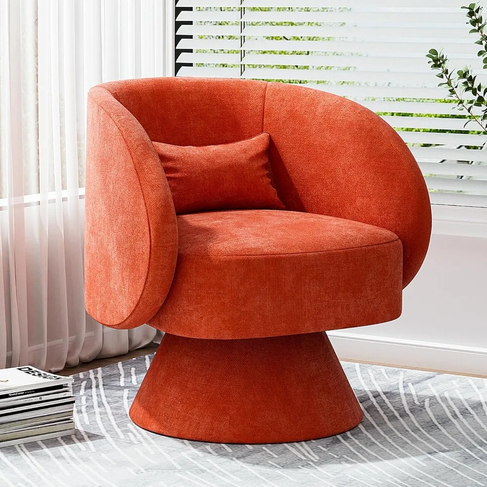 

Swivel Barrel Chair, Upholstered Accent Swivel Chairs for Living Room, Modern Comfy 360 Degree Small Round Swivel Chair for Bedr