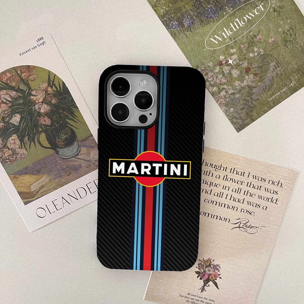 M-Martini R-Racing Stripes Phone Case Film Shell For IPhone 16 15 14 13 12 11 Pro Max Plus