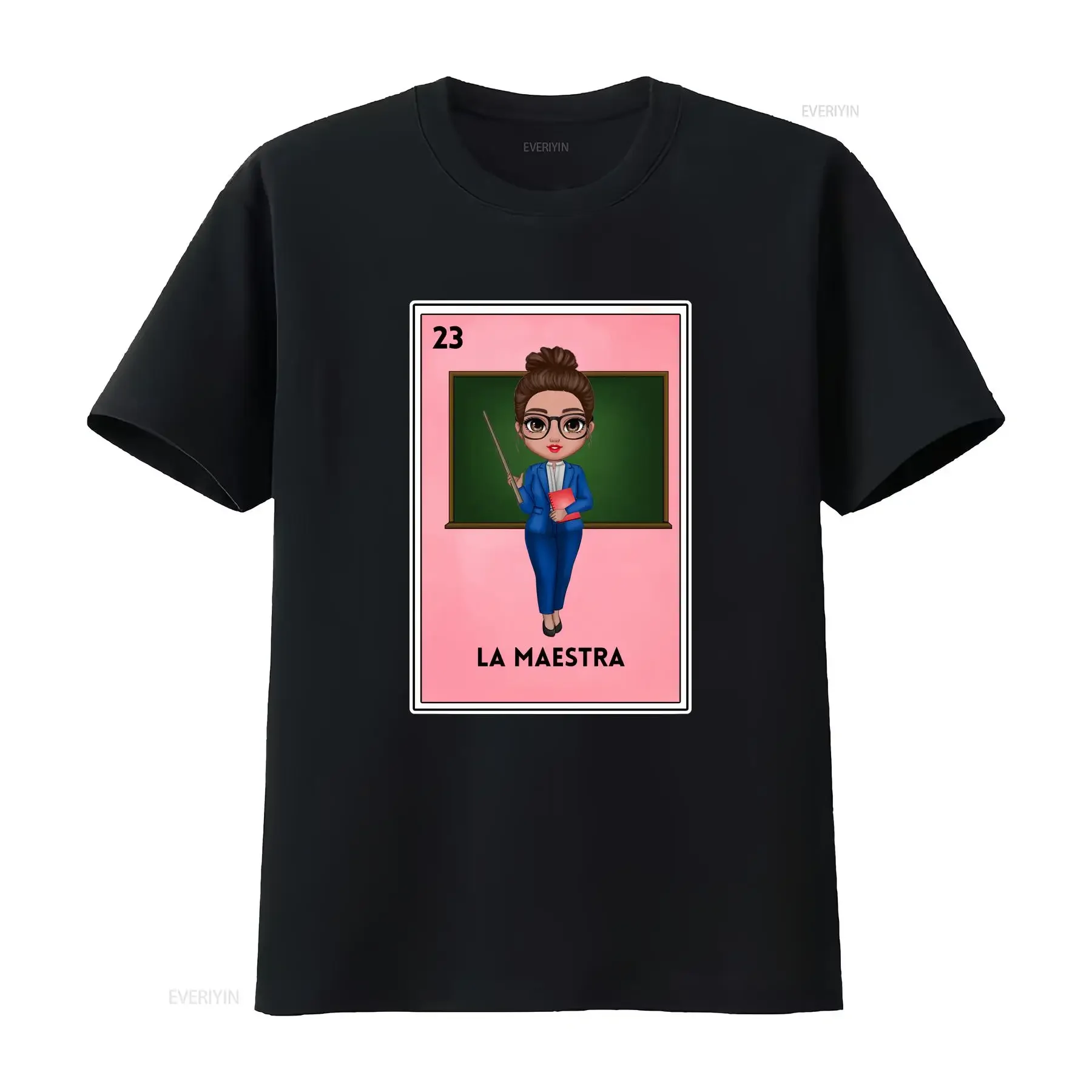 Camiseta del maestro bilingüe de La Maestra Loteria español Bilingue Mexicano Latina 185 vintage lavado Top para uso diario estirado
