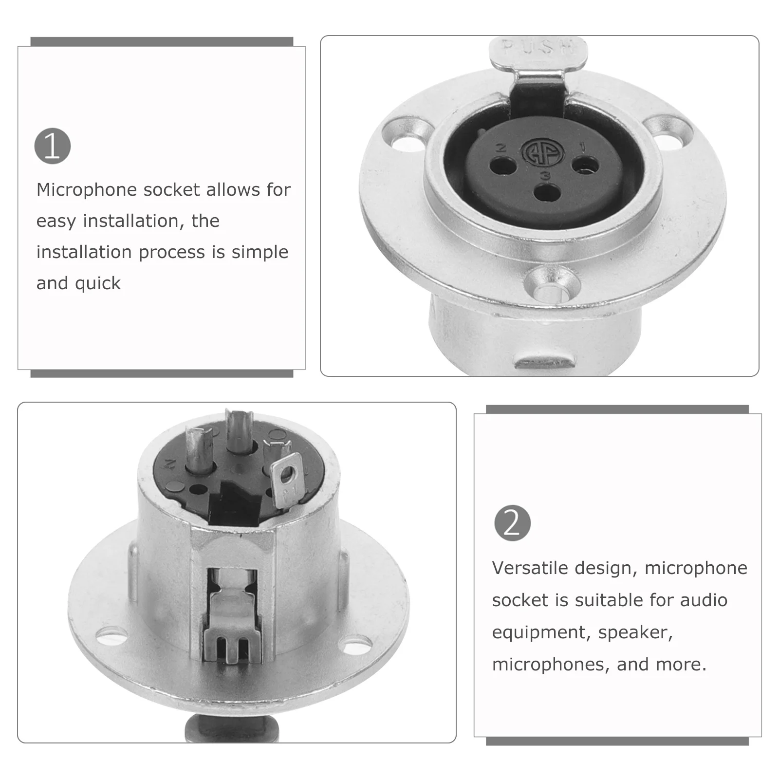

2Pcs 3 Pin Female Jack Socket Zinc Alloy Audio Microphone Panel Mount Connector for Patch Applications