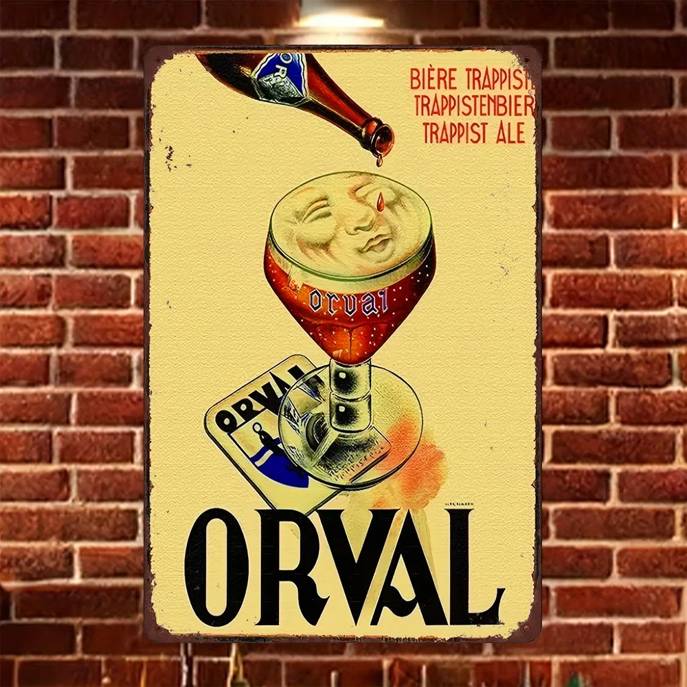 HD Metal Tin Sign Vintage Orval Trappist Ale Beer Advertisement Retro Wall Decor for Bar Man Cave Belgian Beer Enthusiast